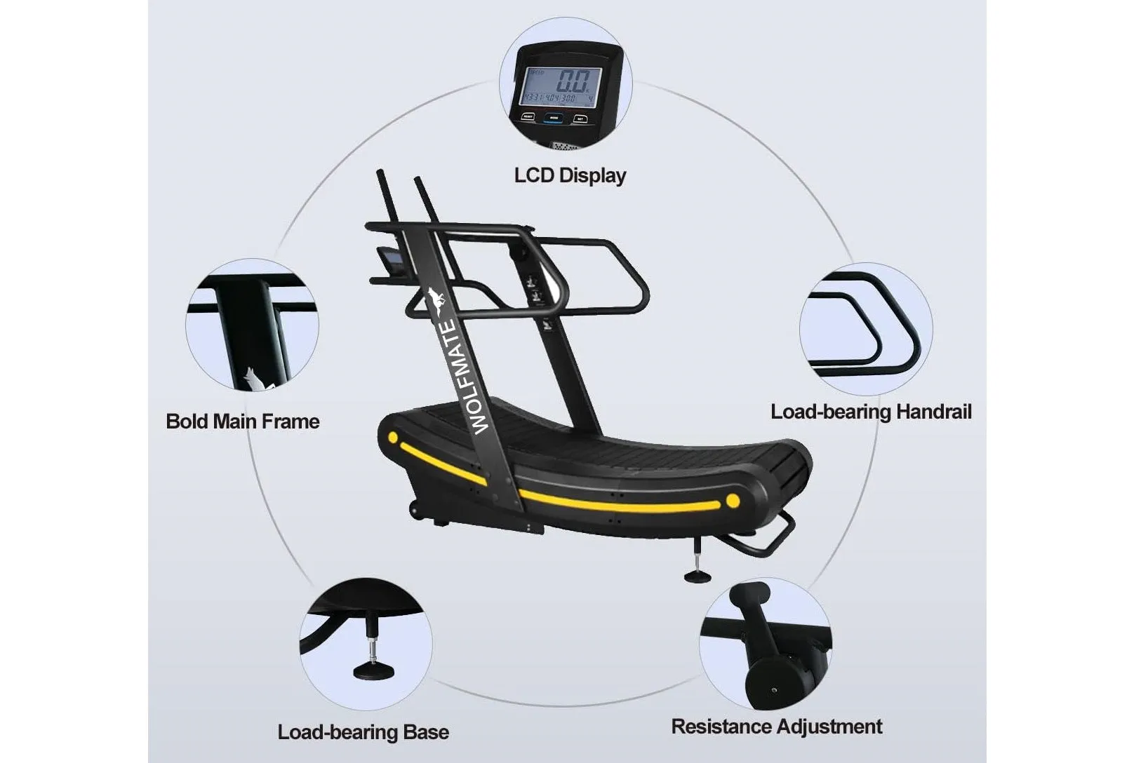 California Fitness Curvemill Treadmill, Functions, Cross training shoes, Weightlifting belt