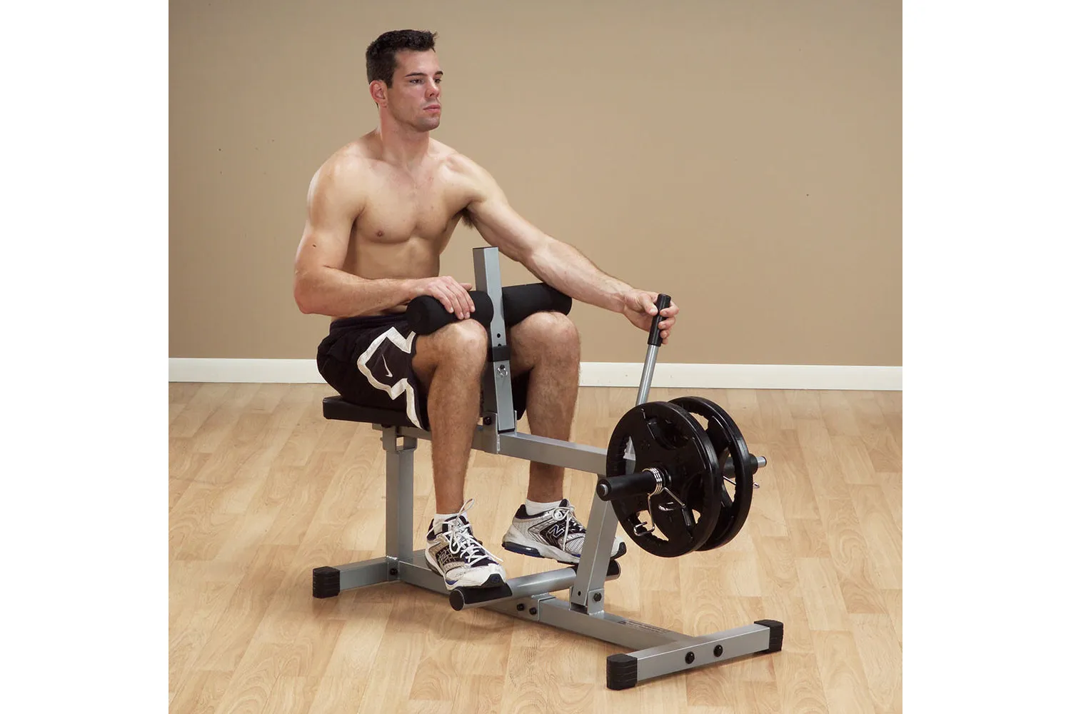 Body-Solid PowerLine Seated Calf Raise Machine, Rubber Hex Dumbbells, Steppers, Biodegradable resistance bands