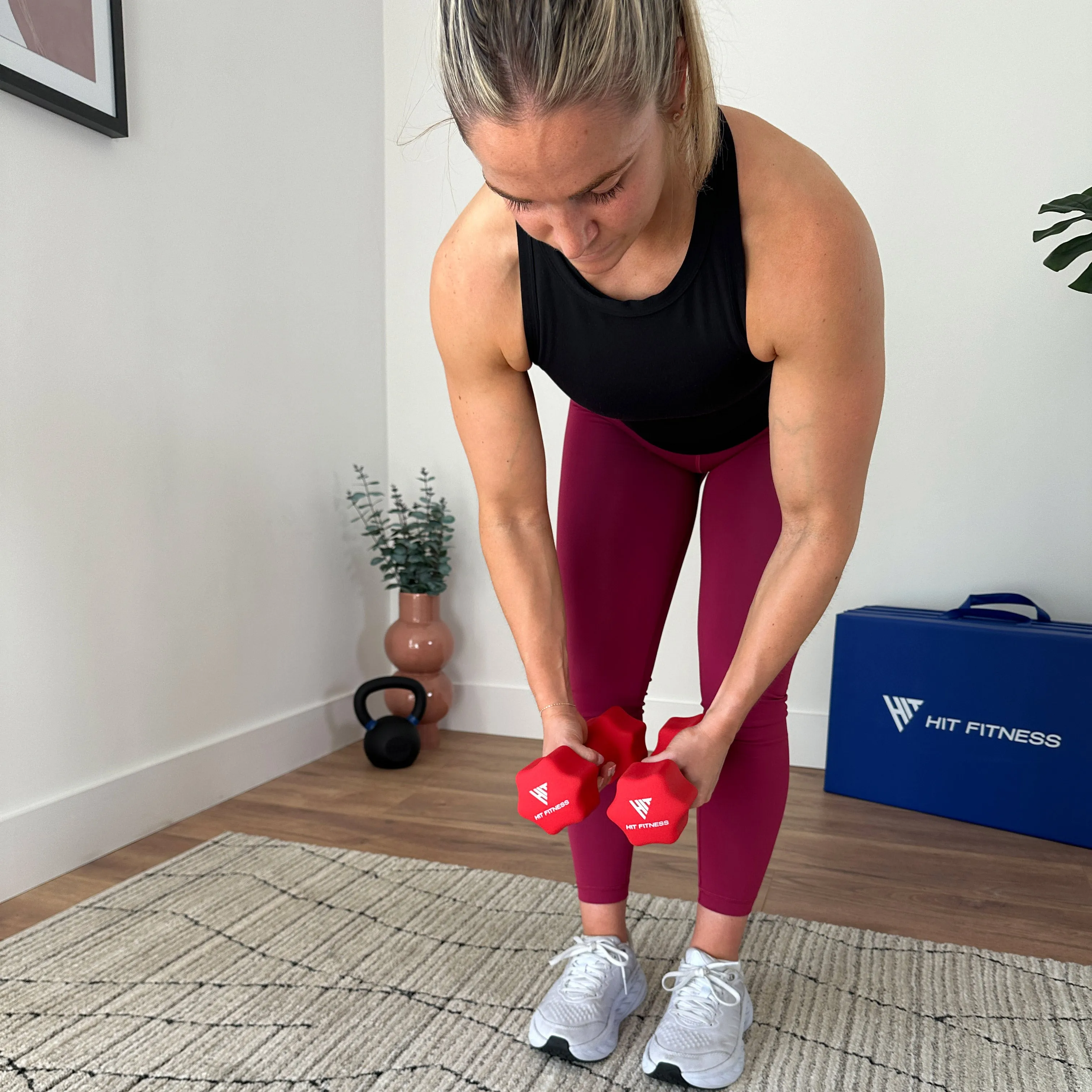 Hit Fitness Neoprene Studio Dumbbells | 4kg Pair, Low impact cardio machine, Ankle weights, Hex dumbbells