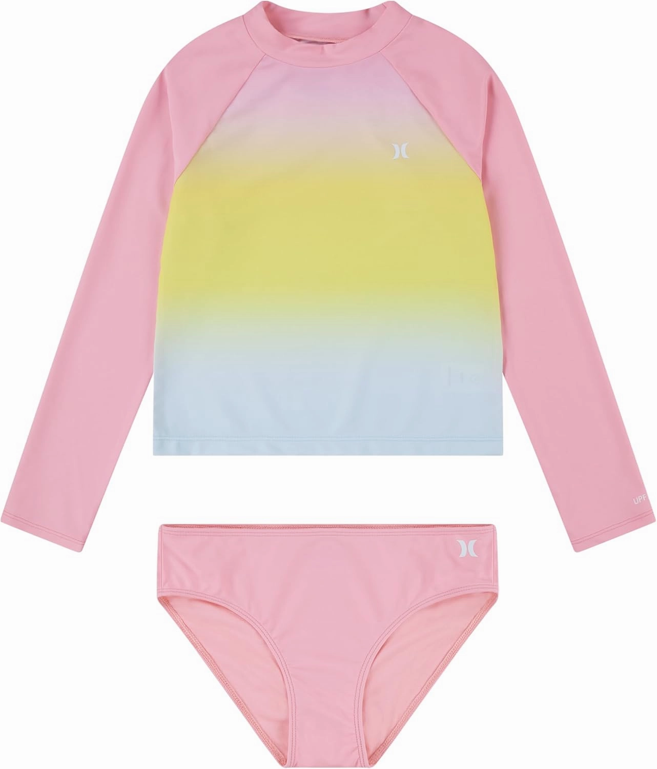 Hurley Girls Long Sleeve Rash Guard 2-Piece Swimsuit