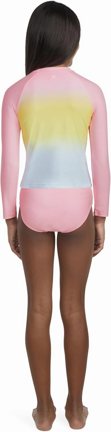 Hurley Girls Long Sleeve Rash Guard 2-Piece Swimsuit