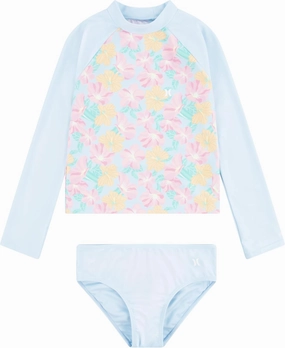 Hurley Girls Long Sleeve Rash Guard 2-Piece Swimsuit