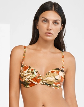 Hypnotic Underwired Bikini Top - Sepia Leaves