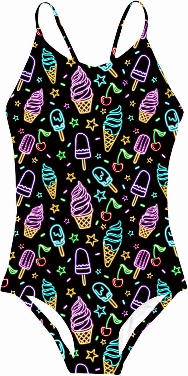 Idgreatim Girls One Piece Swimsuits Quick Dry Beach Swimwear Bathing Suit for Beach 3-12 Years