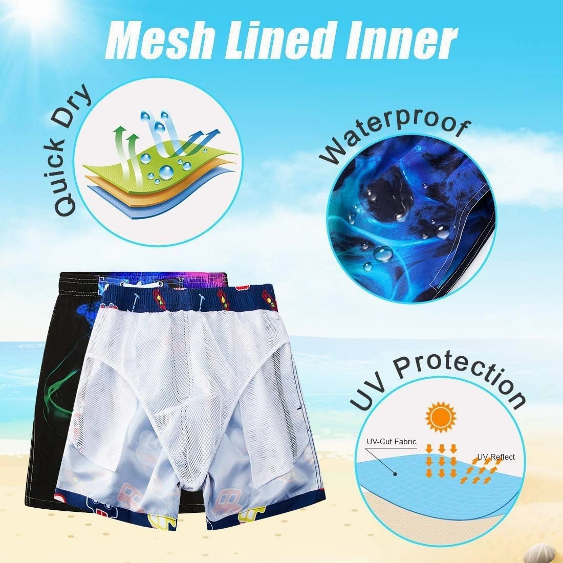 Idgreatim Teens Boys Swim Trunks Quick Dry Beach Swimwear UPF 50  Board Shorts with Mesh Lining 6-14 Years