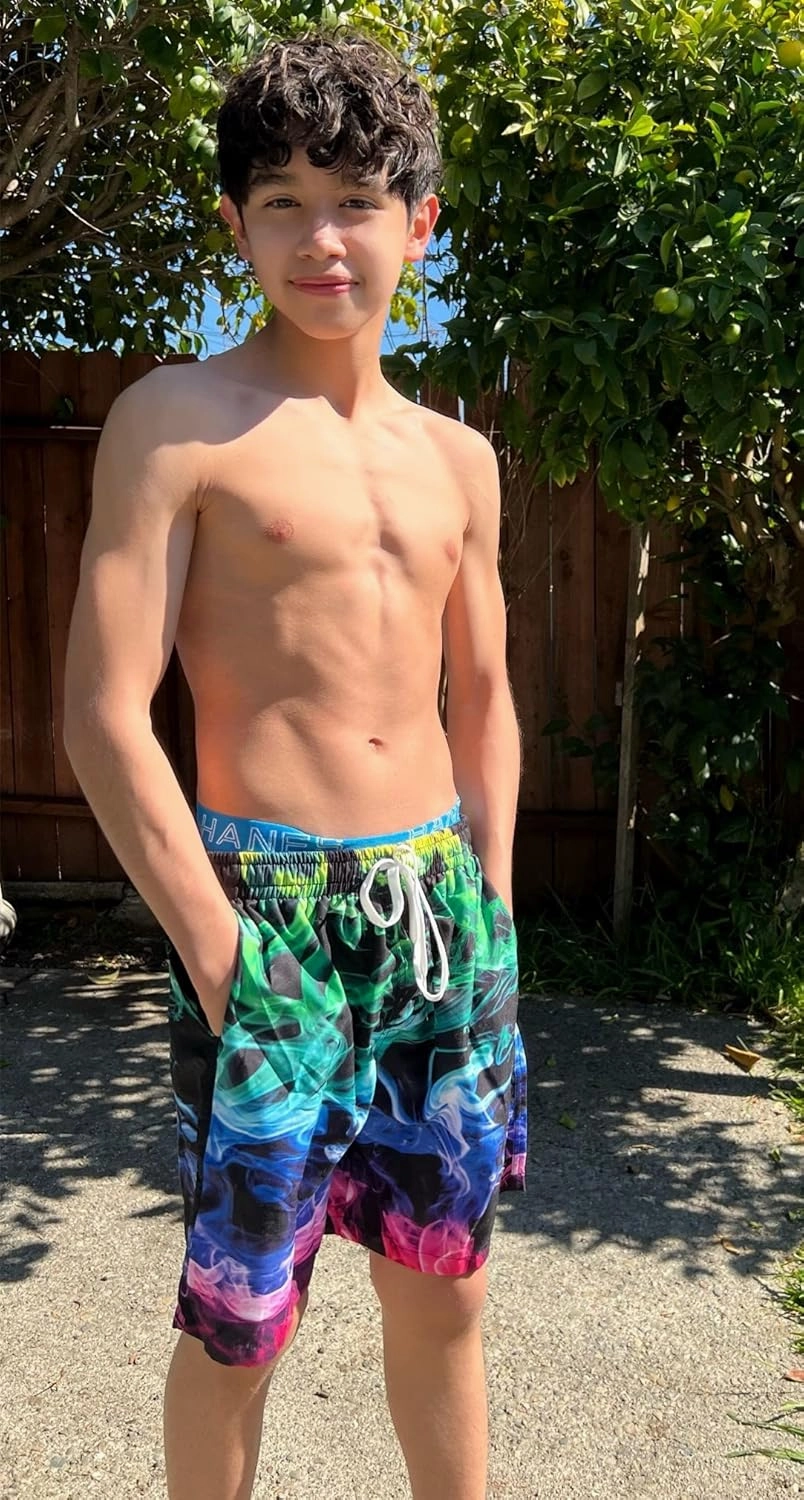 Idgreatim Teens Boys Swim Trunks Quick Dry Beach Swimwear UPF 50  Board Shorts with Mesh Lining 6-14 Years