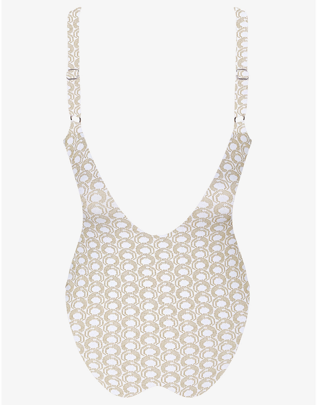 Indira Round Neck Swimsuit - White and Gold