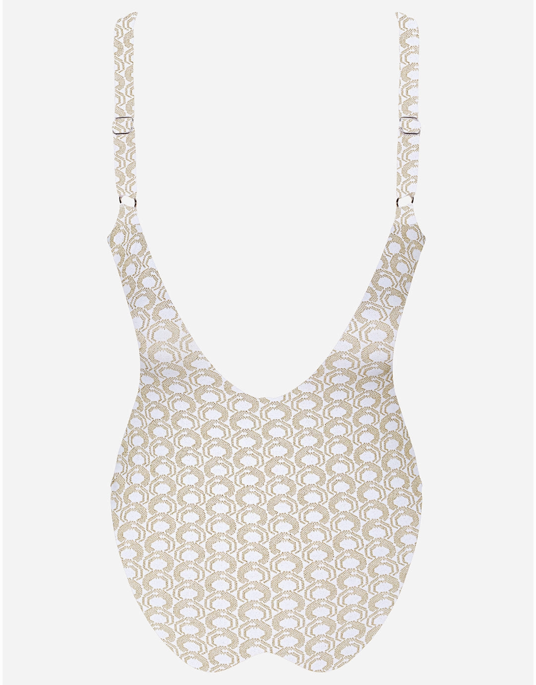 Indira Round Neck Swimsuit - White and Gold