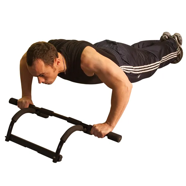 Bodysolid Pull Up/Push Up Bar -Door Mounted, Yoga wheel for back, Medicine Balls, Fixed Barbell Set (With Stand)