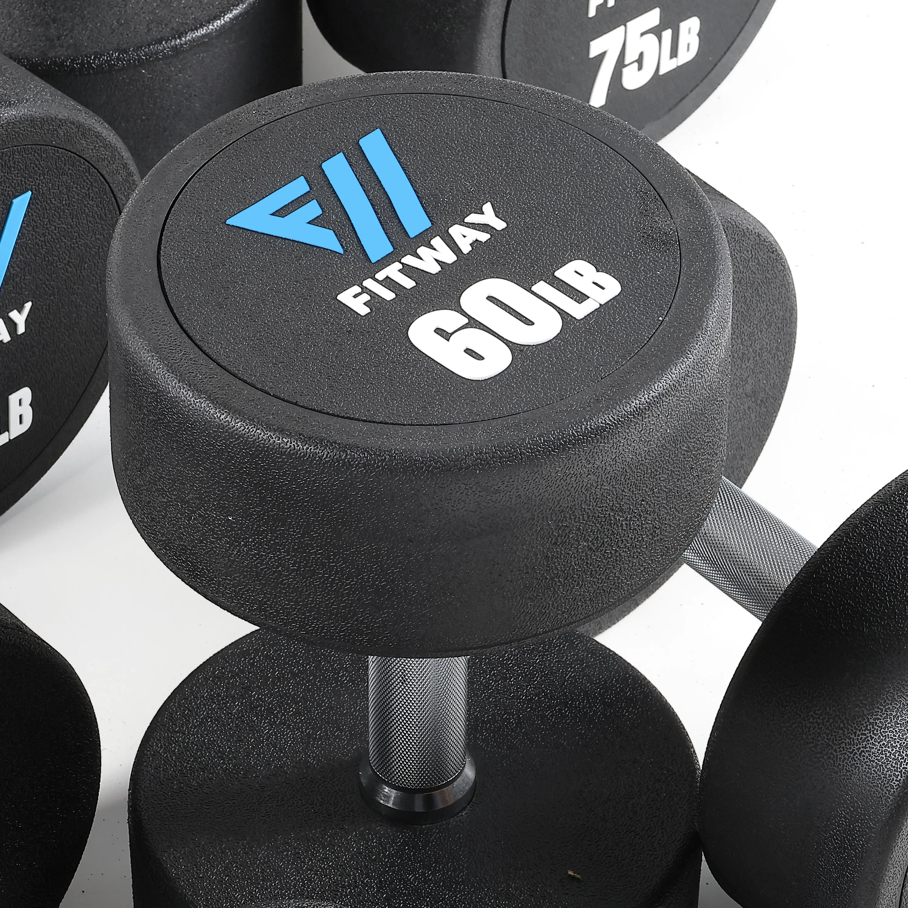 Fitway Pro Commercial Dumbbells 55-75LB Set, Rubber Gripped Olympic Plates, Yoga wheel for back, GPS running watch