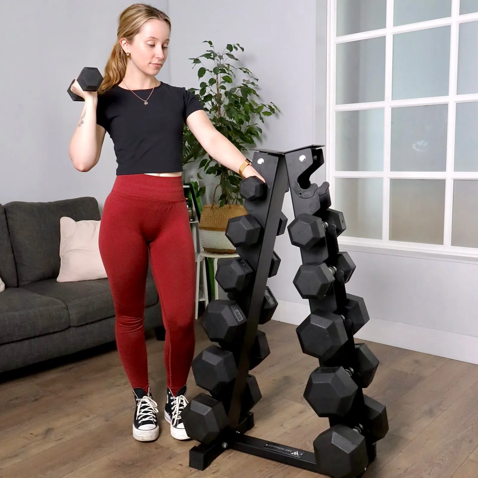 Hit Fitness Hex Dumbbells Vertical Rack | 6 Pairs (105kg), Bodyweight Exercises