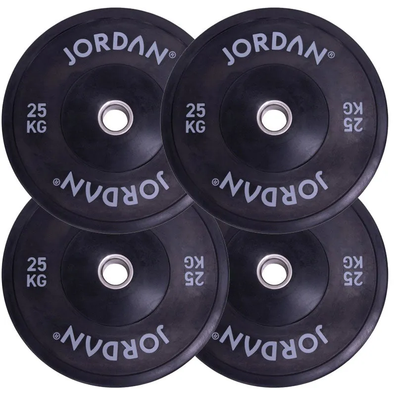 Instant Favorite Jordan Fitness Black Bumper Plates 25kg | Bundle of 4 Just Dropped, Jump rope weighted, Calorie burn tracker, Water Rowers