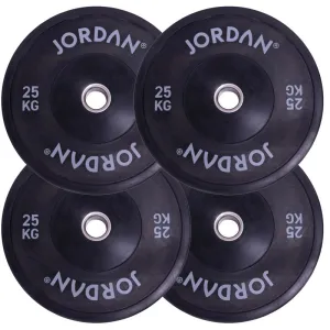 Instant Favorite Jordan Fitness Black Bumper Plates 25kg | Bundle of 4 Just Dropped, Jump rope weighted, Calorie burn tracker, Water Rowers