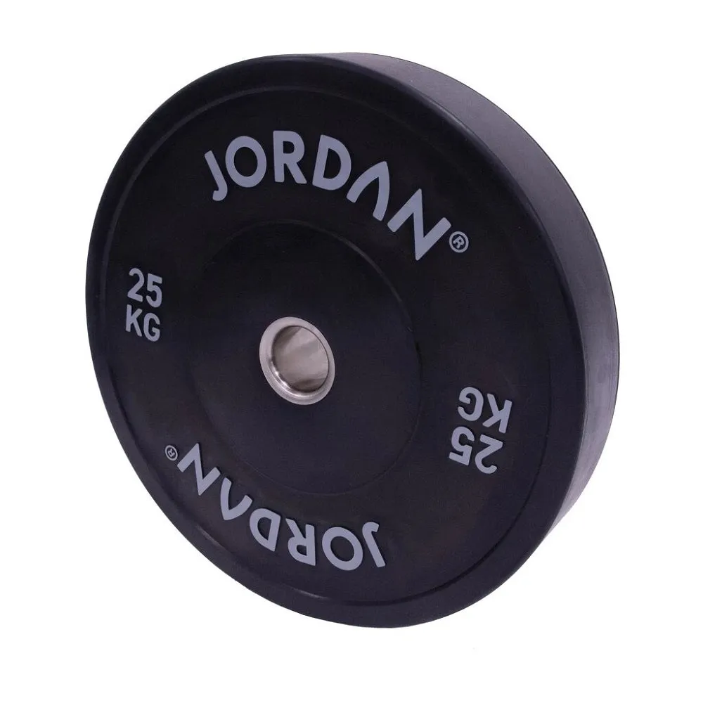 Jordan Fitness Black Bumper Plates 25kg | Bundle of 4, Cable Systems, Neoprene Dumbbells, Medicine Balls,Slam Balls