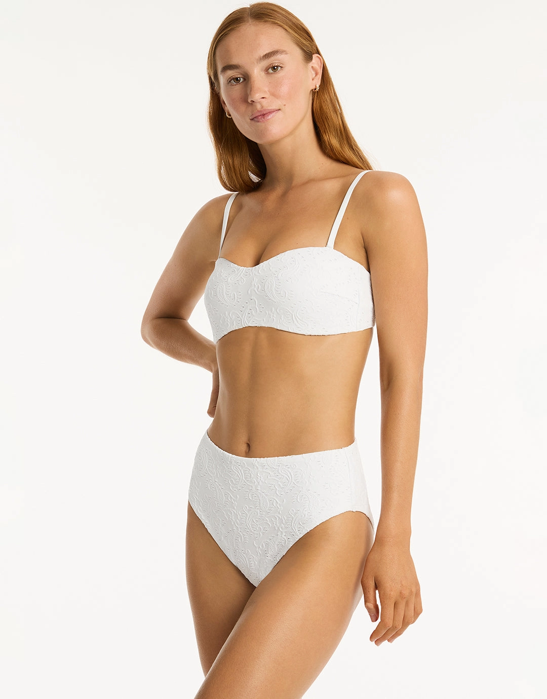 Interlace Bandeau Bikini Top - White