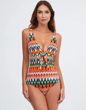 Ipanema Tie Front Swimsuit - Pink Multi