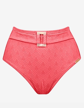 Island Nostalgia Belted High Waist Bikini Pant - Ocean Coral