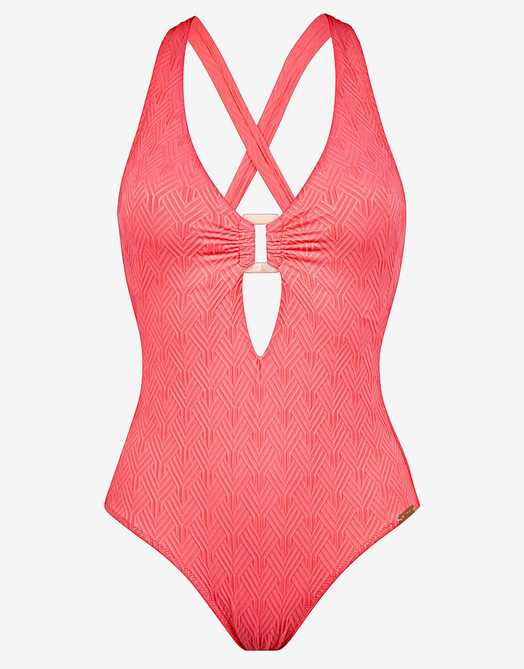 Island Nostalgia Cross Back Swimsuit - Ocean Coral