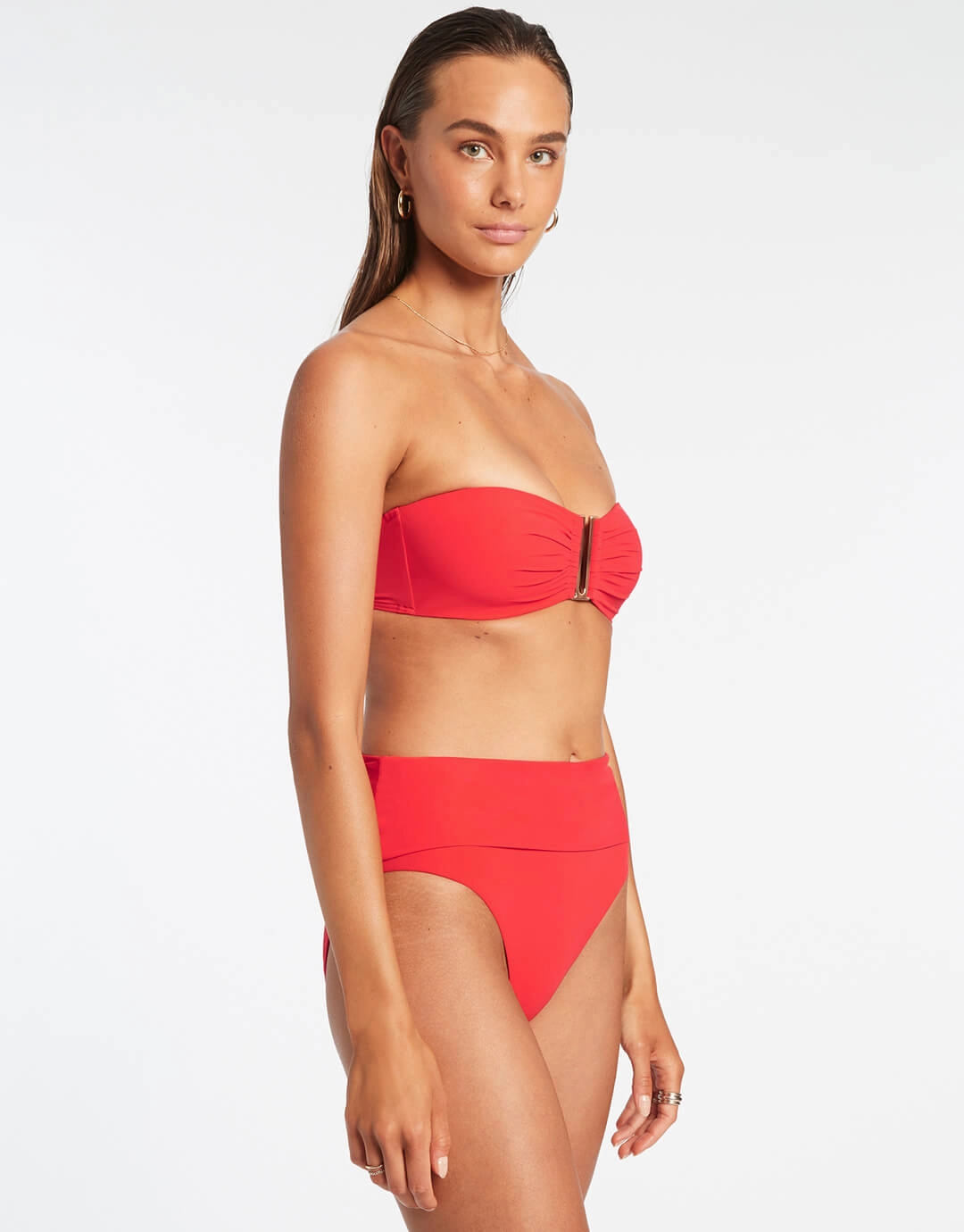 Jetset Fold Down Bikini Pant - Cherry