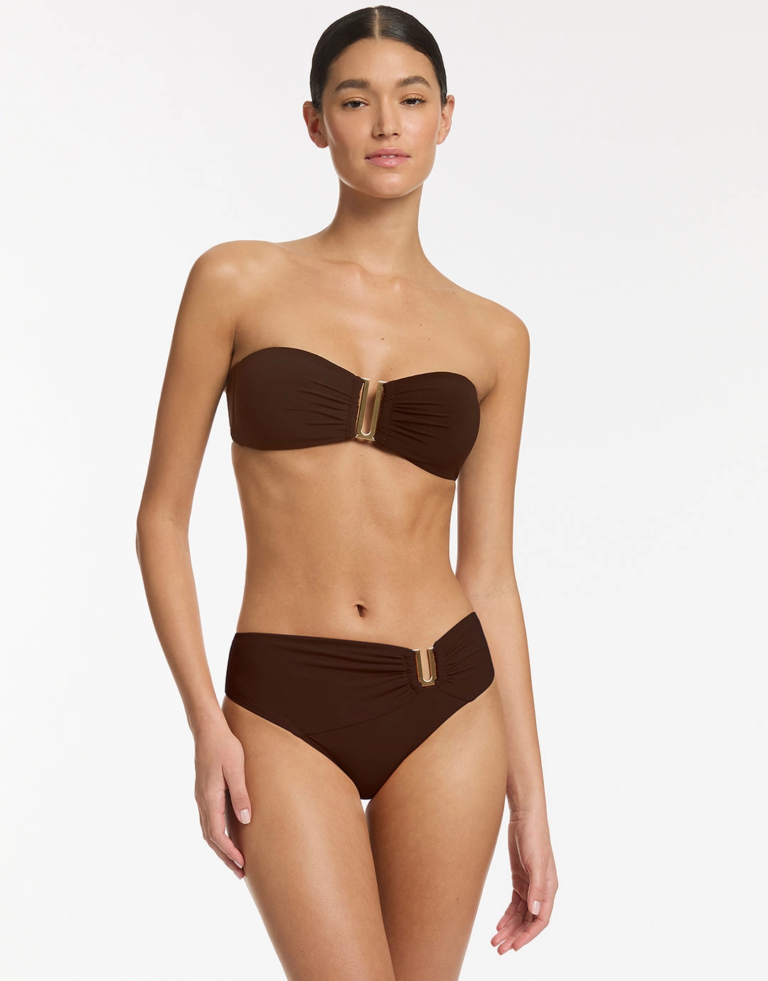 Jetset U Trim Mid Bikini Pant - Chocolate