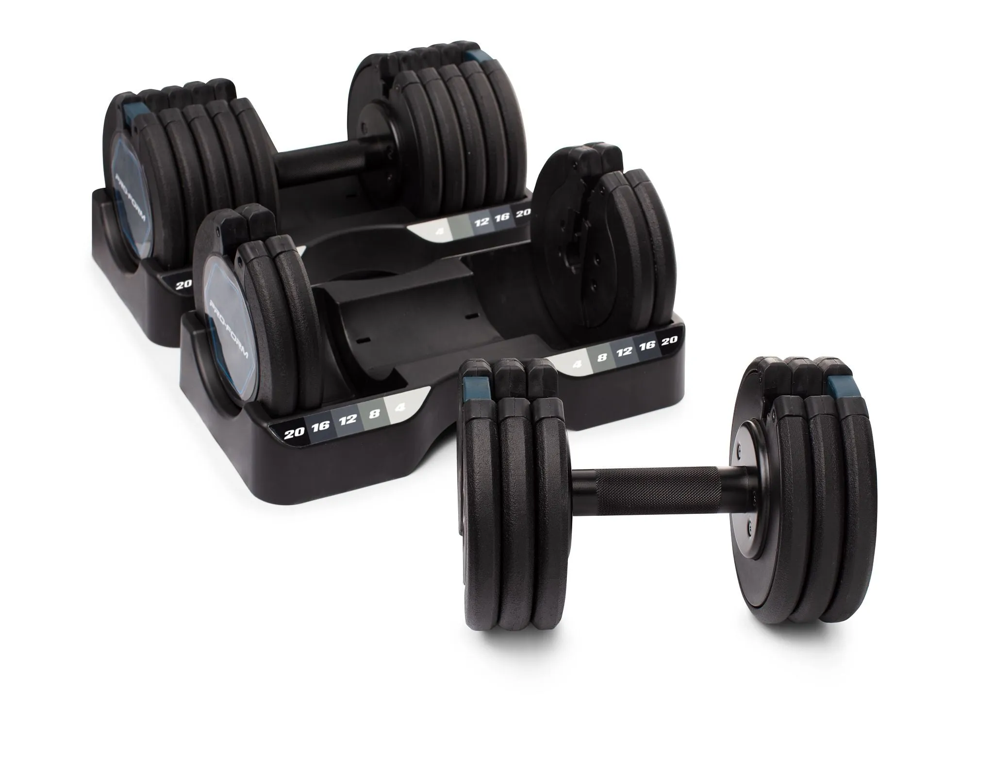 Proform Adjustable Dumbbells | 20kg Pair, Rogue Fitness squat rack, Barbell weight set