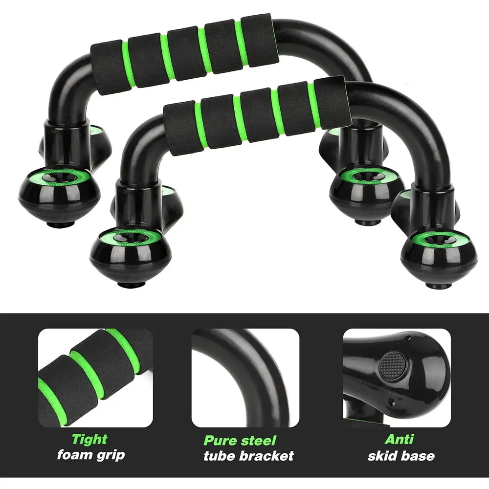 Fitness Push-Up Stand Bars, Portable stair stepper, Rubber Gripped Olympic Plates