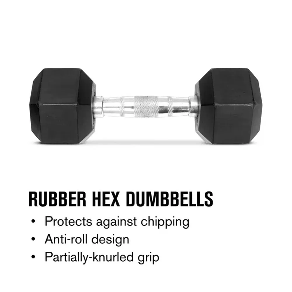 Weider, 40lb Rubber Hex Dumbbell, Single, Weight bench for home, Magnetic rowing machine