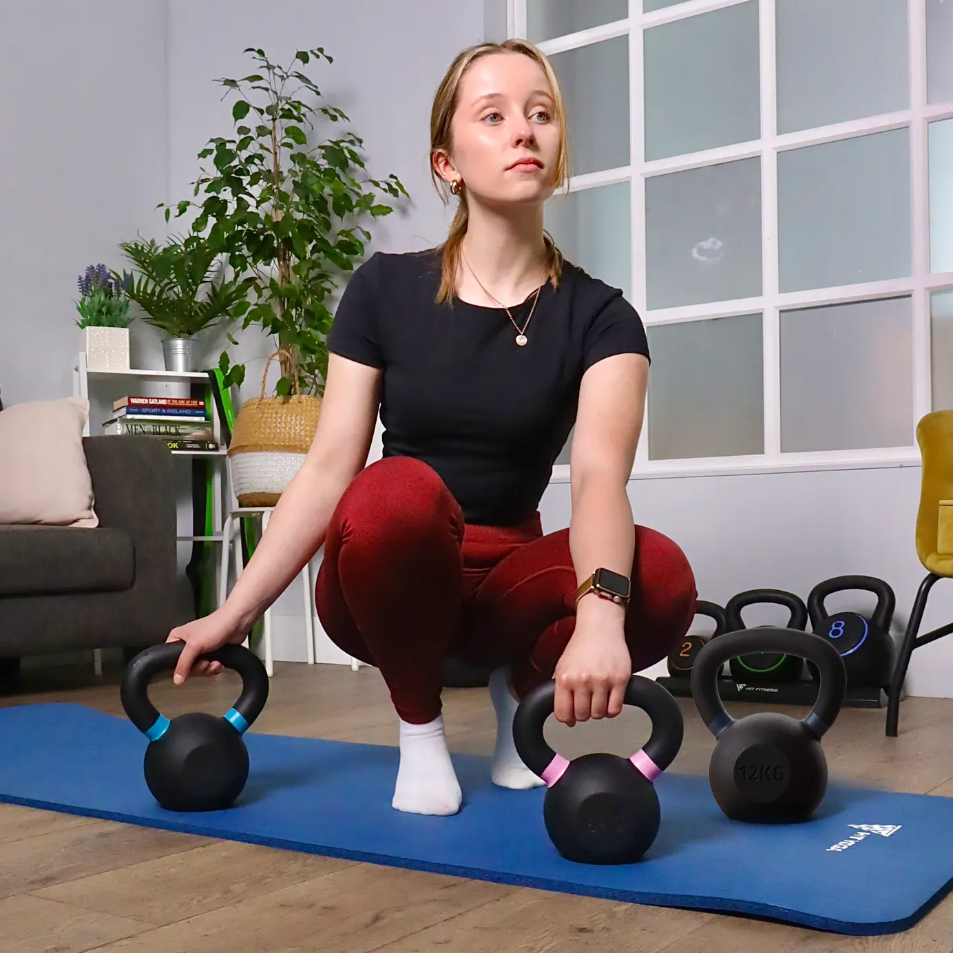 Hit Fitness Intermediate Cast Iron Kettlebell Set | 8kg, 10kg and 12kg, Treadmill Parts,Accessories