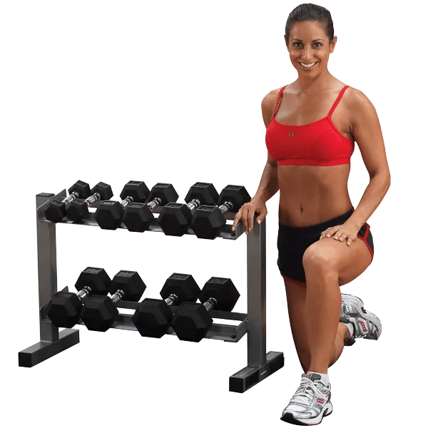 Powerline 28" 2 Tier Dumbbell Rack, Olympic Frisbee Rack, Bootcamp, Steppers