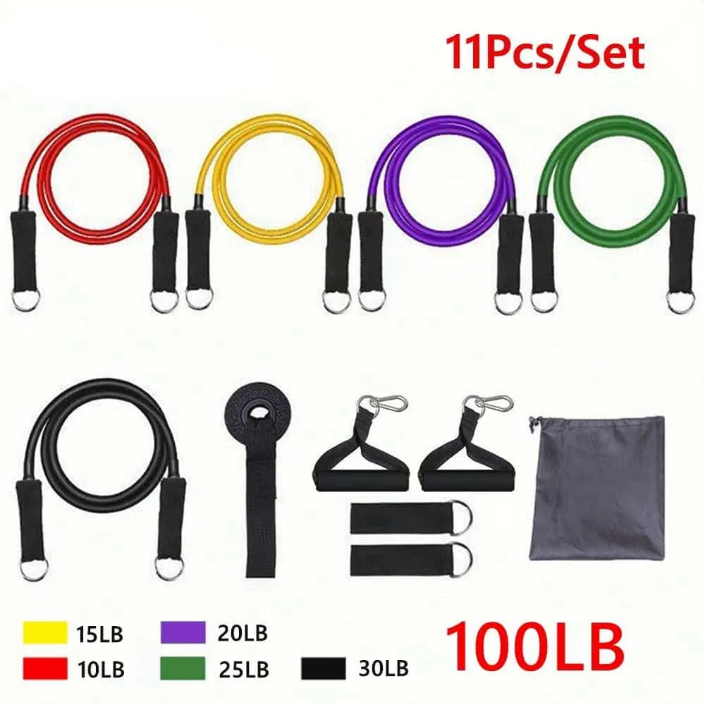 Crissfit Resistance Bands 11 Pcs Set, Portable pull up bar, Folding Treadmills