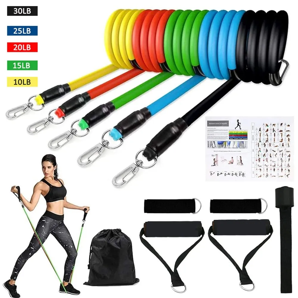 Crissfit Resistance Bands 11 Pcs Set, Single Stations, Compact gym equipment for small spaces
