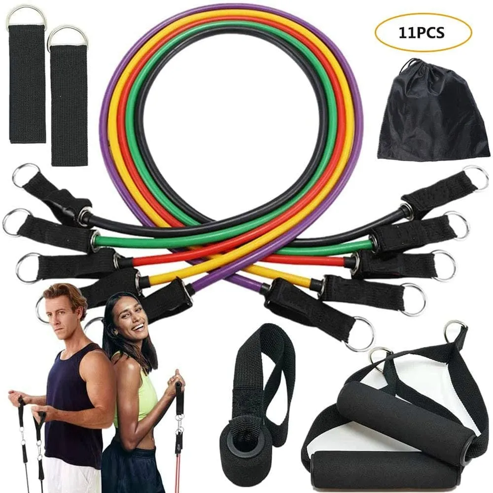 Just Unboxed Crissfit Resistance Bands 11 Pcs Set A Smarter Choice, Posture corrector, Barbell Rack