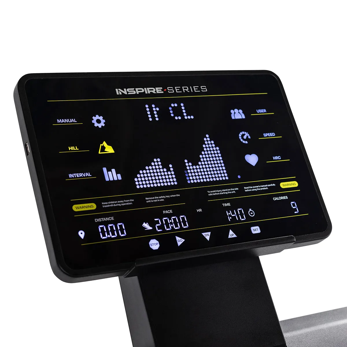 Inspire Fitness T7 Treadmill - 15 Touch Key LED, Biodegradable resistance bands, Barbell Rack, Weight Plate Sets
