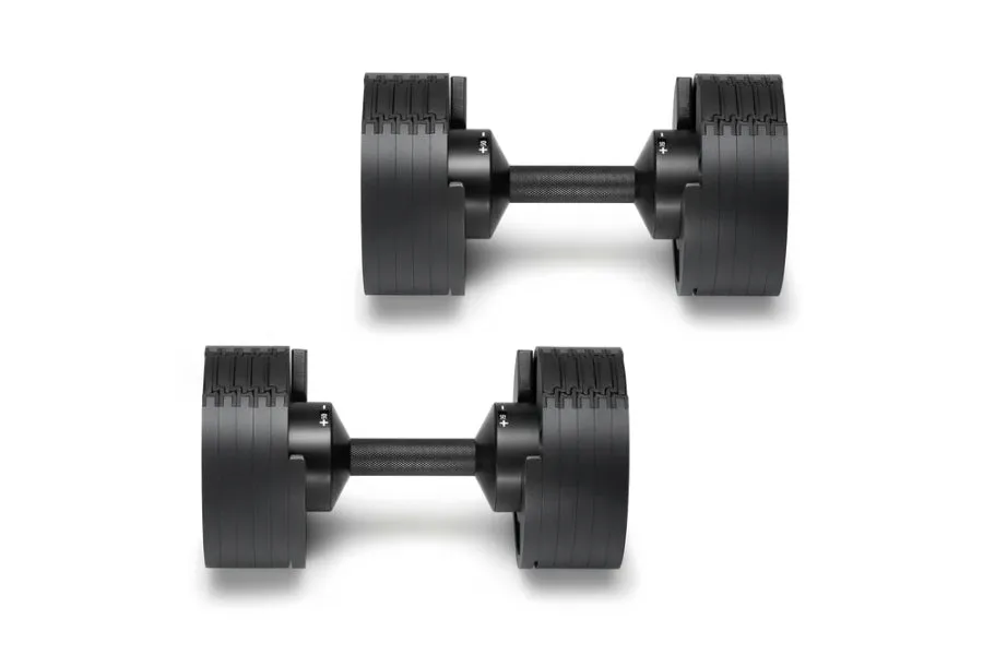 NOBELL 50lb Adjustable Dumbbells (Matte Black), Center Drive, Dumbbell rack, Stair climber machine