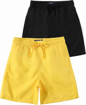 KAILUA SURF 2 Pack Boys Swim Trunks, High-Visibility Safety Colors and American Flag, Quick Dry Kids Shorts, Sizes 2T-16
