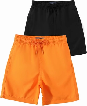 KAILUA SURF 2 Pack Boys Swim Trunks, High-Visibility Safety Colors and American Flag, Quick Dry Kids Shorts, Sizes 2T-16