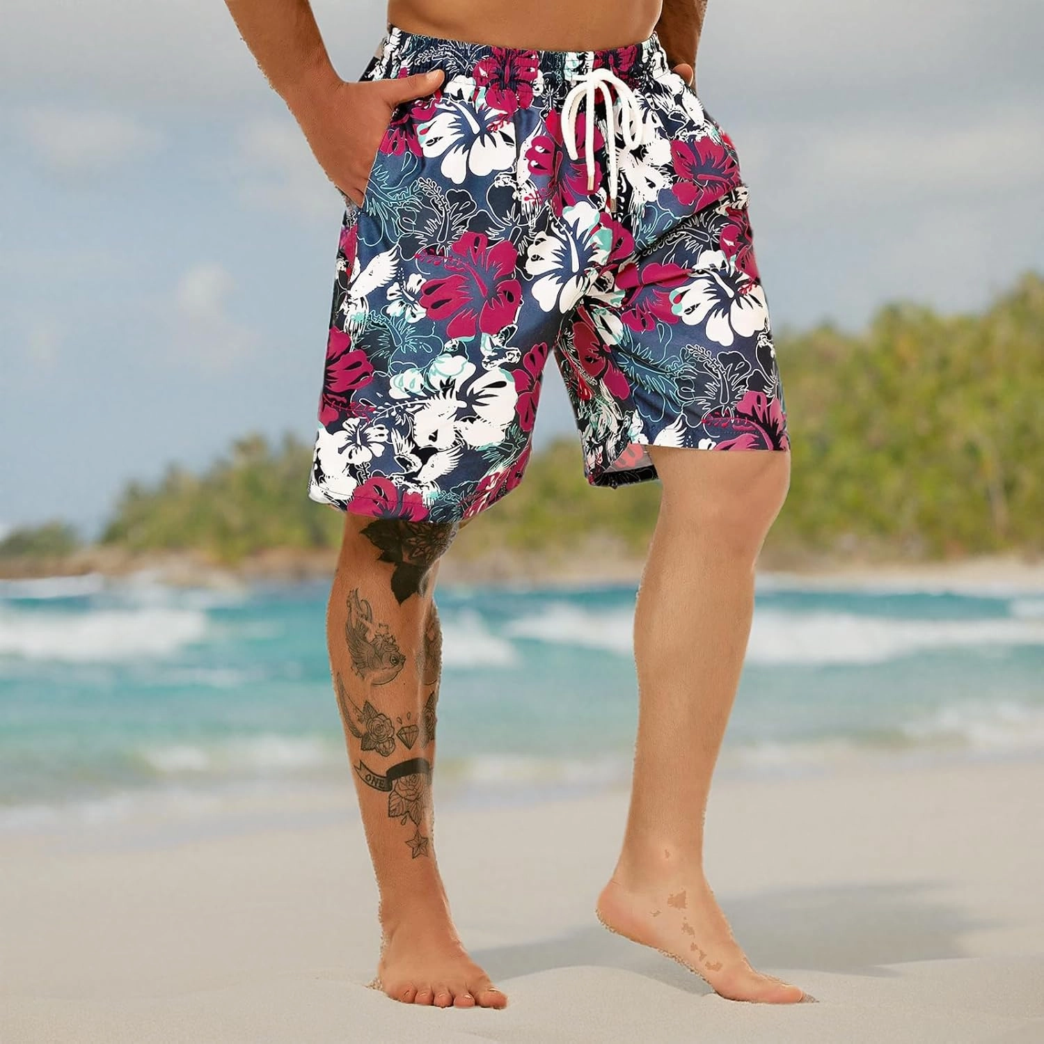 KAILUA SURF Big and Tall Mens Swim Trunks, 9" Mens Designer Bathing Suit Boardshorts