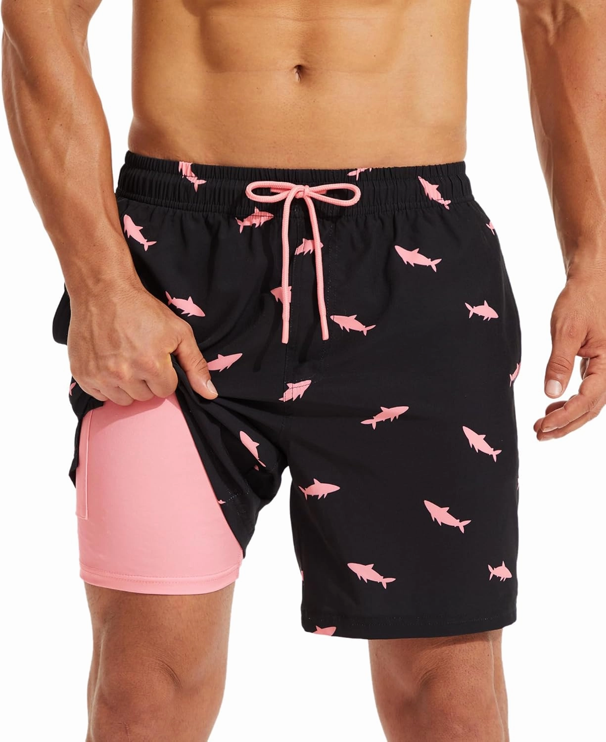 KAIUA SURF Mens Swim Trunks with Compression Liner 7 Inch Inseam Quick Dry Mens Swimming Shorts Bathing Suit