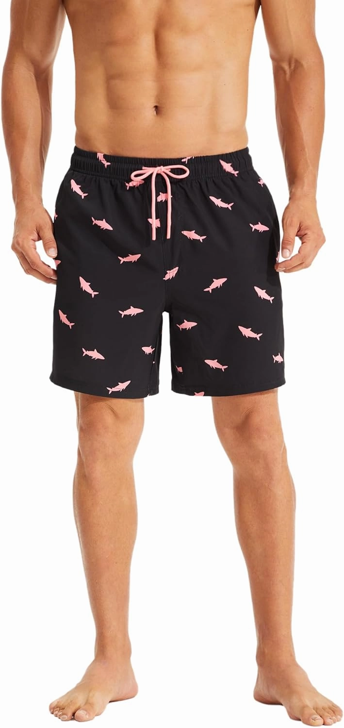 KAIUA SURF Mens Swim Trunks with Compression Liner 7 Inch Inseam Quick Dry Mens Swimming Shorts Bathing Suit
