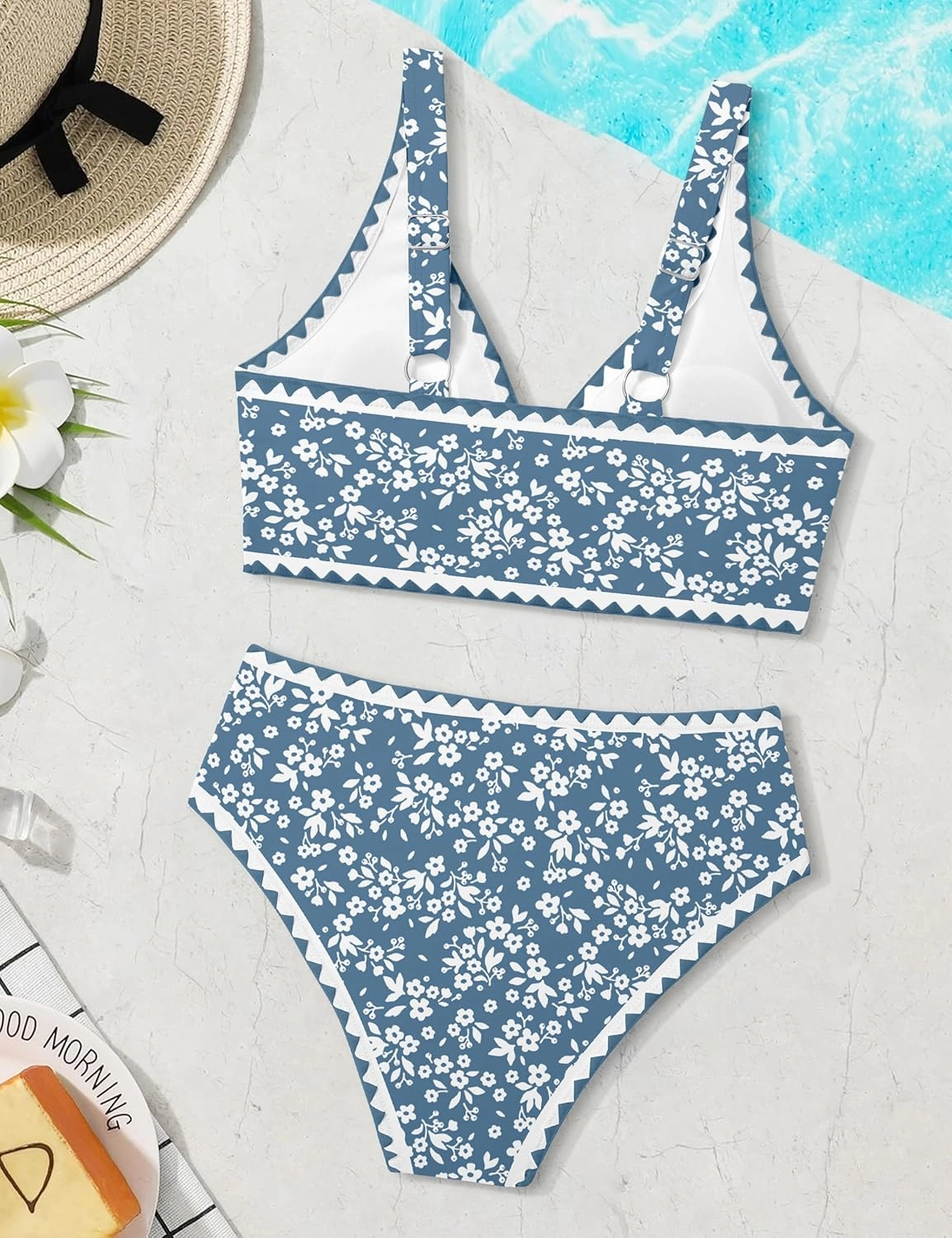 KANGKANG Girls Swimsuit Bikini Set Solid Color V-Neck Two Piece Bathing Suit with Chest Pad Adjustable Straps Swimwear 7-16T