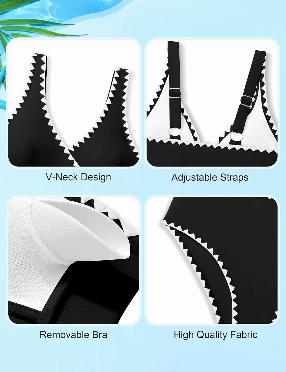 KANGKANG Girls Swimsuit Bikini Set Solid Color V-Neck Two Piece Bathing Suit with Chest Pad Adjustable Straps Swimwear 7-16T