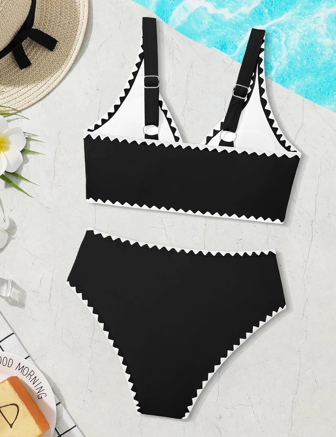 KANGKANG Girls Swimsuit Bikini Set Solid Color V-Neck Two Piece Bathing Suit with Chest Pad Adjustable Straps Swimwear 7-16T