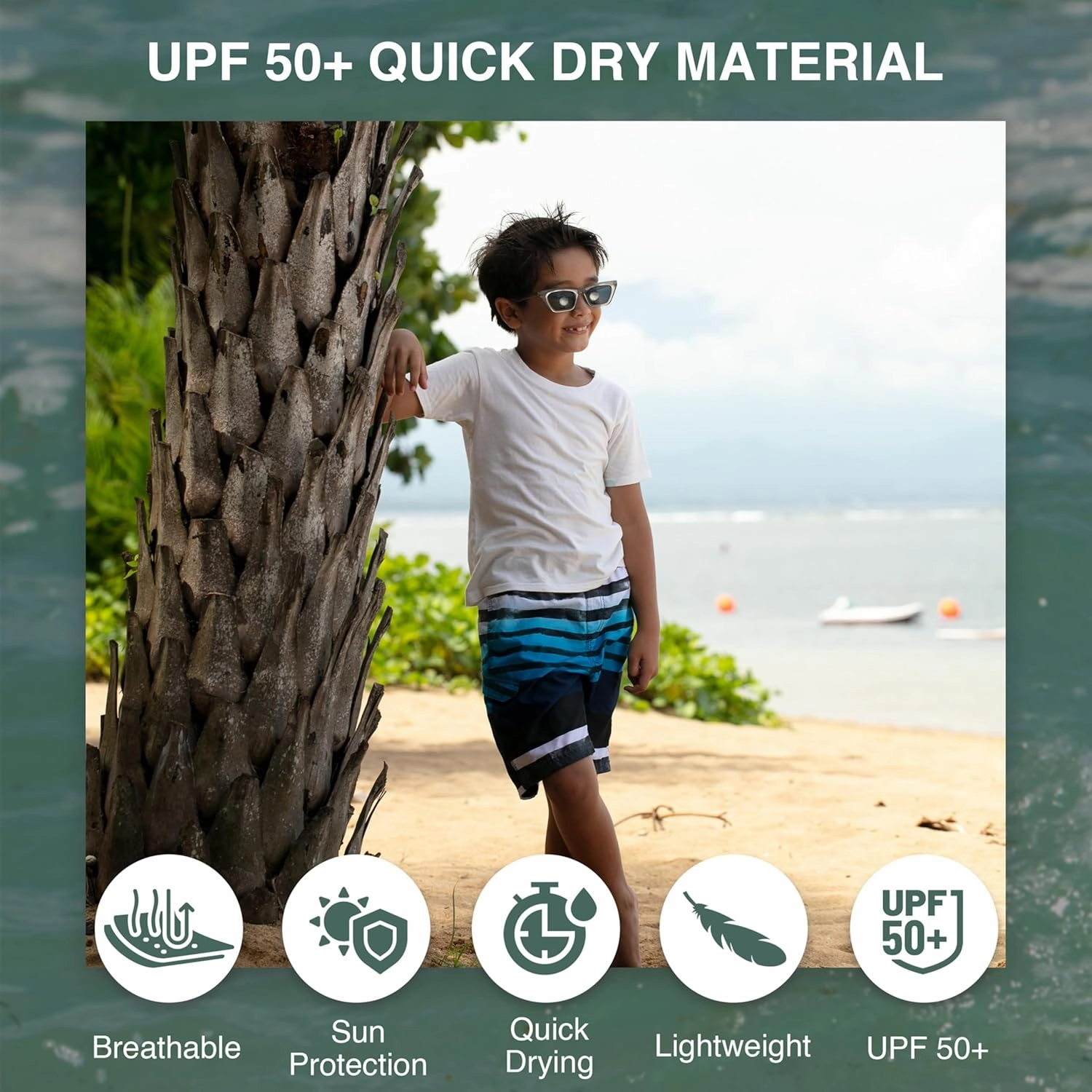 Kanu Surf Boys' Reflection Quick Dry UPF 50  Beach Swim Trunk