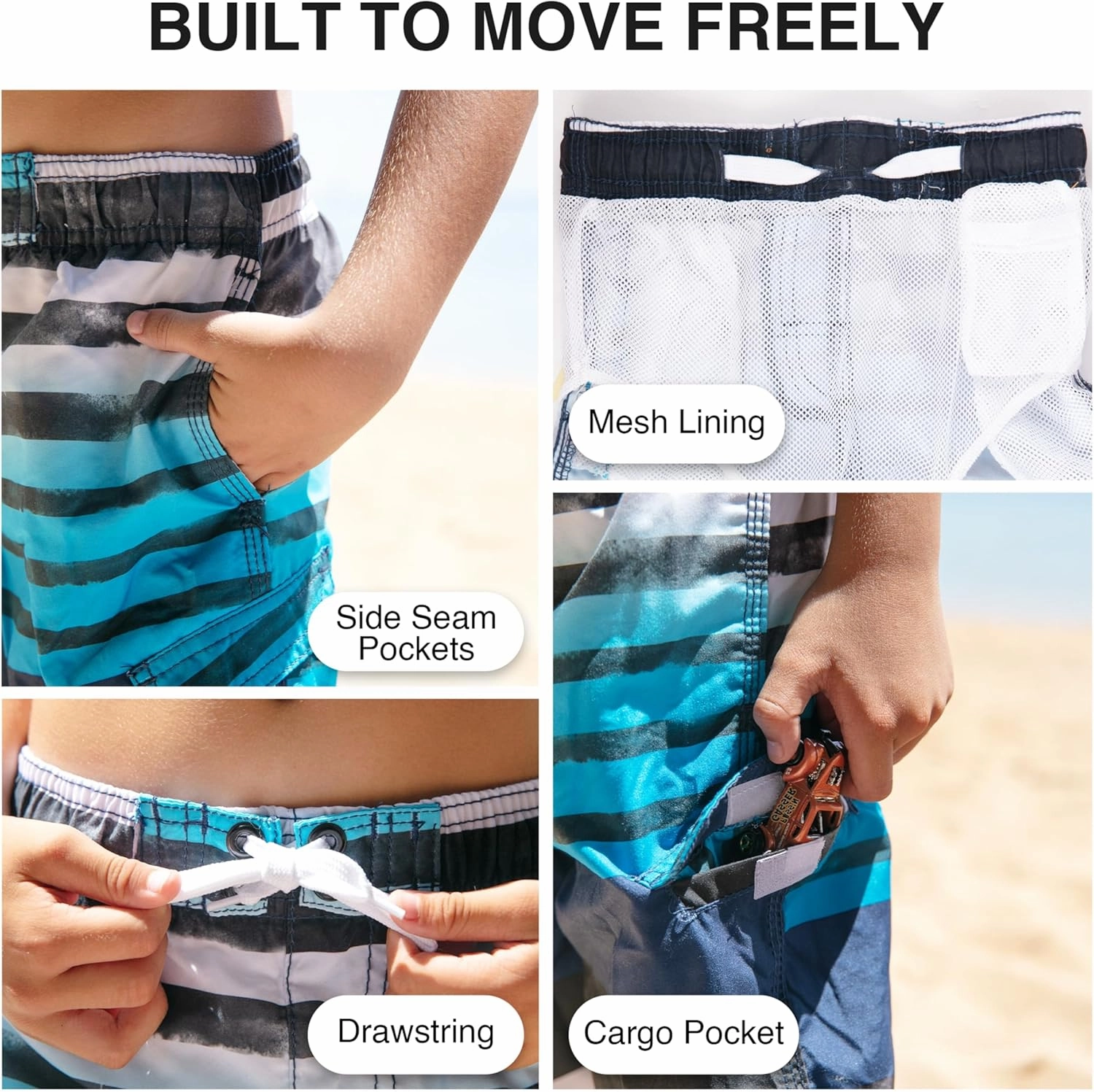 Kanu Surf Boys' Reflection Quick Dry UPF 50  Beach Swim Trunk