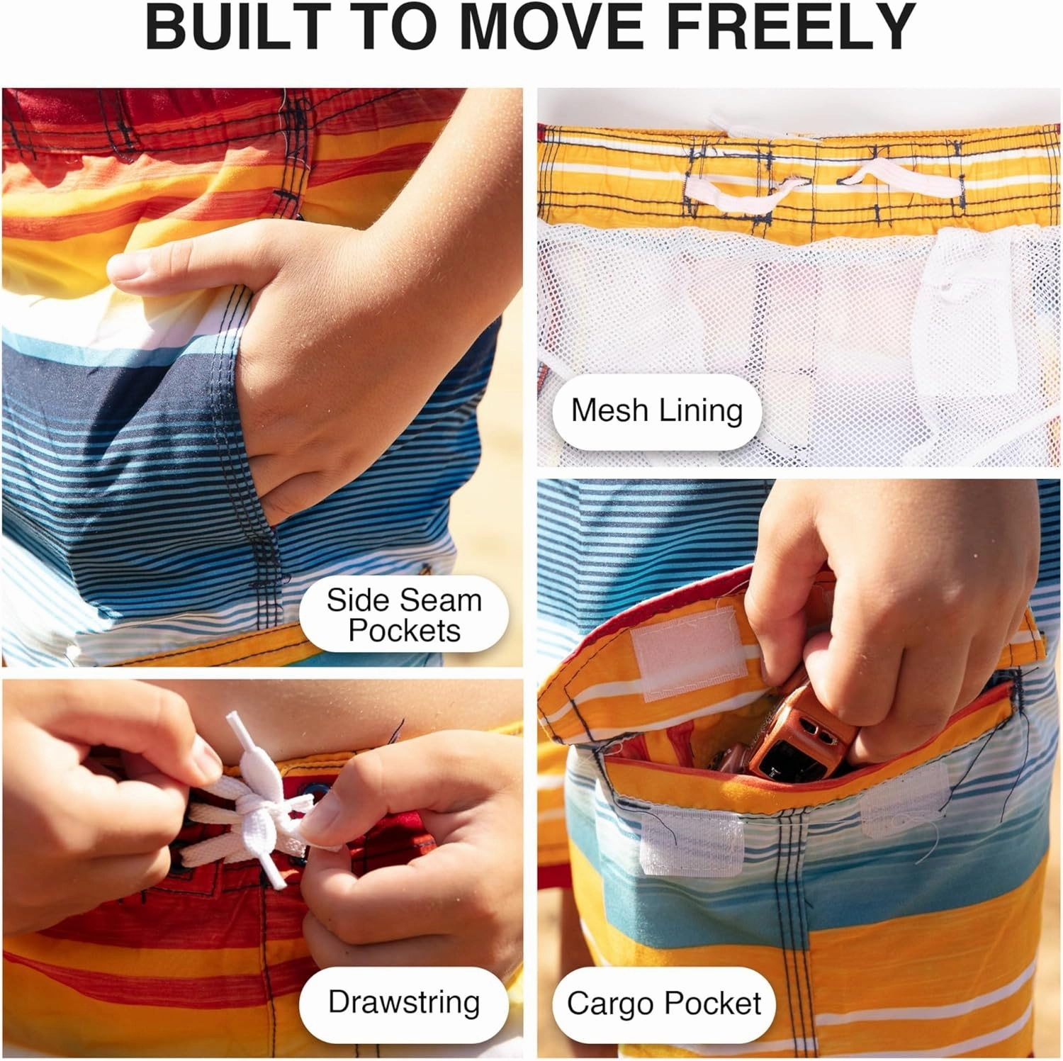 Kanu Surf Echo Boys Swim Trunks with UPF 50  Sun Protection-Quick Dry Boys Swimsuit