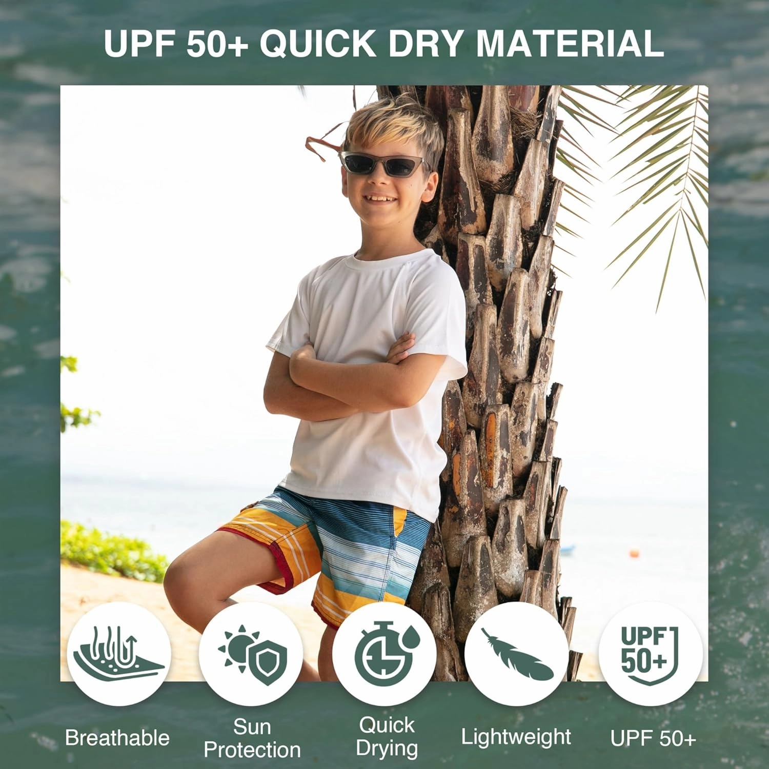 Kanu Surf Echo Boys Swim Trunks with UPF 50  Sun Protection-Quick Dry Boys Swimsuit