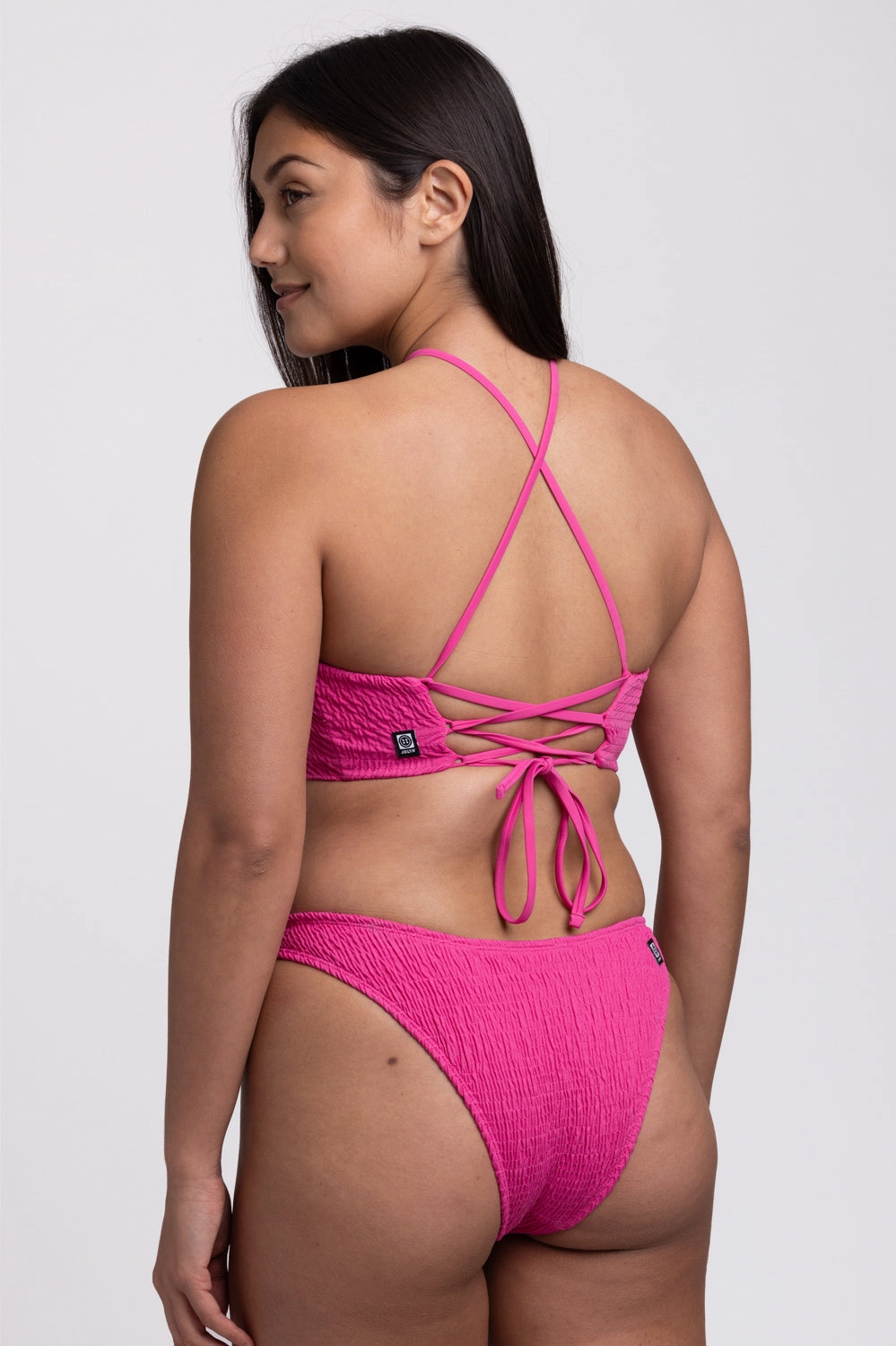 Kelia Smocked Bikini Bottom - Snapdragon