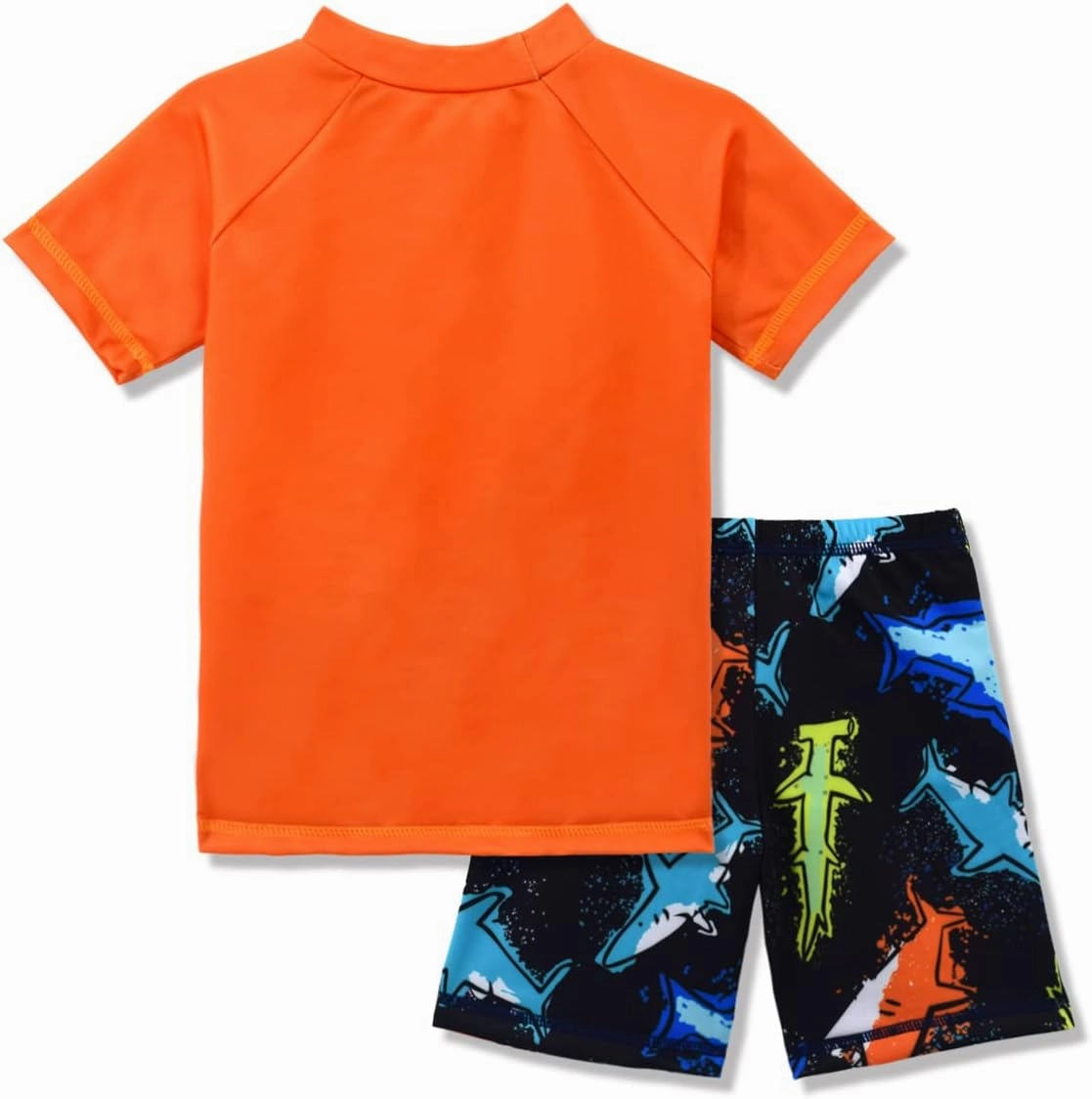 Kids Short Sleeve Sunsuit Swimwear Boys Two Piece Rash-Guard-Sets Dinosaur Pattern