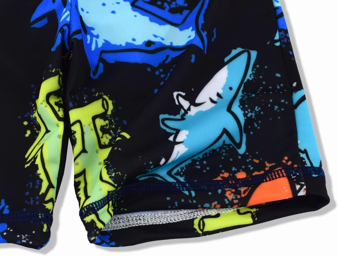 Kids Short Sleeve Sunsuit Swimwear Boys Two Piece Rash-Guard-Sets Dinosaur Pattern