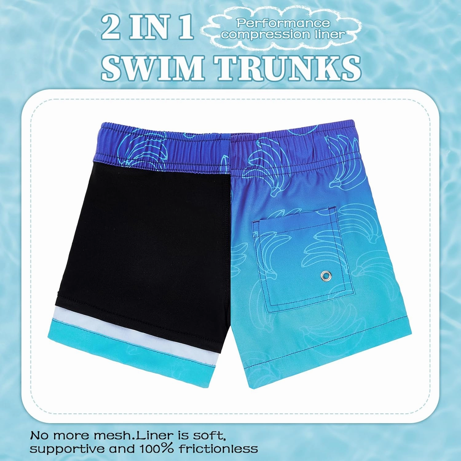 Komorebi Boys Swim Trunks with Compression Liner Swim Shorts Kids Quick Dry UPF 50  Bathing Suit Boys' Swimwear 8-16T